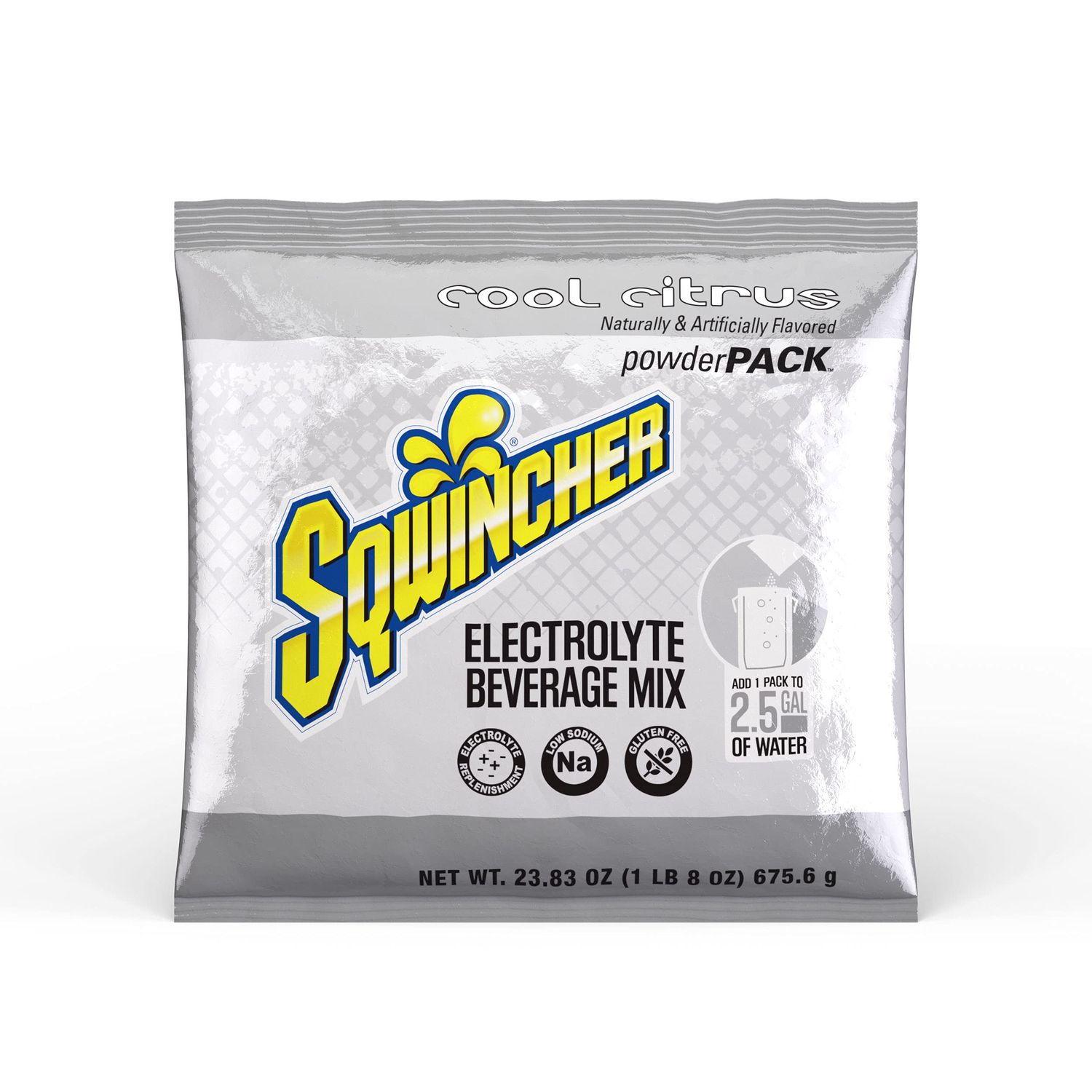 Sqwincher Powder Pack, Cool Citrus Flavor Electrolyte Drink Concentrate, 23.83 oz Packet (Pack of 32)