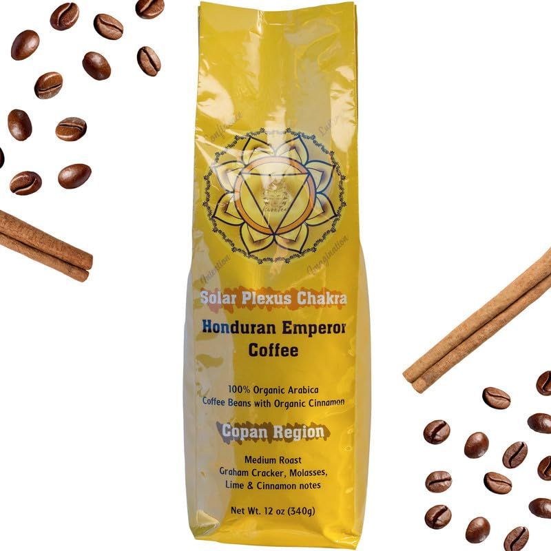 Honduran Whole Bean Coffee - Organic Coffee Beans Medium Roast w/Graham, Molasses, Lime &amp; Cinnamon Notes - Solar Plexus Chakra Arabica Coffee for Espresso, Pour Over, &amp; French Press - KureTea, 12 oz