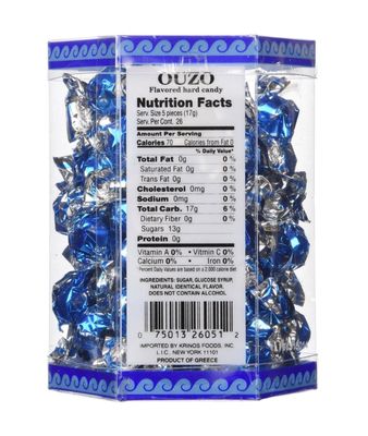 Krinos Ouzo Candy - Greek Favorite - Licorice Flavored Treat - Delicious Hard Candy - All Natural Flavors - Contains No Alcohol and No Gluten - Perfect for Parties, Party Favors, or Gifts (2pk)