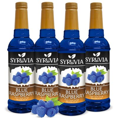 Syruvia 4 Pack Blue Raspberry Syrup - 25.4 fl oz - Kosher, Gluten-Free, and Bursting with Delicious Flavor: Elevate Your Drinks and Desserts!