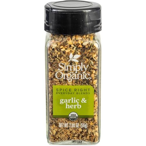 Simply Organic Spice Right Everyday Seasoning Blends, Garlic &amp; Herb, Certified Organic | 2 oz