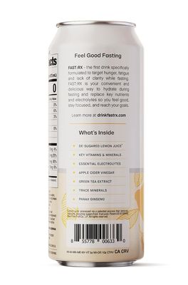 FASTRX Lemon Sparkling Drink - Zero Sugar Hydrating Fasting/Keto Drinks - Includes essential Electrolytes, Vitamins, De-Sugared Lemon Juice and more - 16 Fl Oz (Pack of 12)