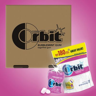 ORBIT Bubblemint Sugar Free Chewing Gum Bulk Pack, 2 Pack - 180 Piece Bag &amp; 2 Pack - 55 Piece Bottle