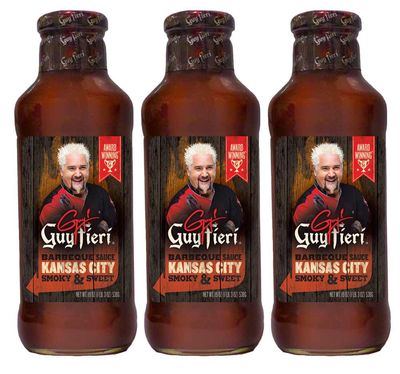 Guy Fieri Kansas City Style BBQ Sauce - Guy Fieri BBQ Sauce, Kansas City BBQ Sauce, Gluten Free Barbecue Sauces, Kansas BBQ Sauce, Smoky BBQ Sauces, No High Fructose - 19 Oz (3-Pack)