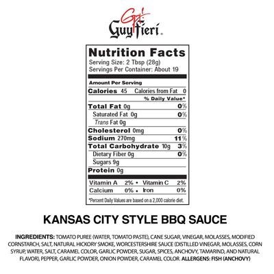 Guy Fieri Kansas City Style BBQ Sauce - Guy Fieri BBQ Sauce, Kansas City BBQ Sauce, Gluten Free Barbecue Sauces, Kansas BBQ Sauce, Smoky BBQ Sauces, No High Fructose - 19 Oz (3-Pack)