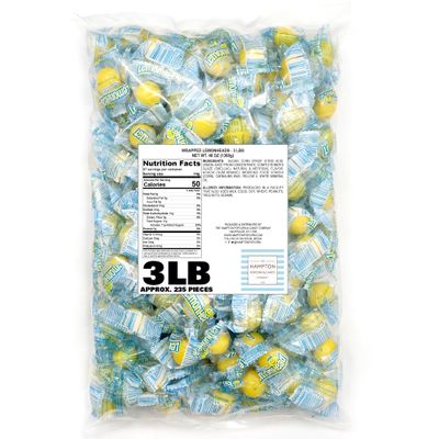 Lemonheads Candy, 3lb Bulk Bag (Approximately 235 pieces), Sour Hard Candy, Yellow Candy, Indvidually Wrapped Lemonhead Bulk Candy, The Hampton Popcorn &amp; Candy Company