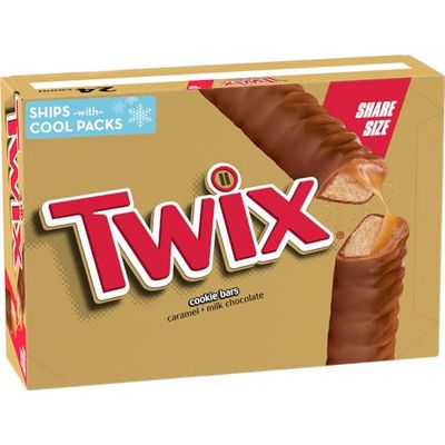 TWIX Caramel Chocolate Cookie Candy Bar Bulk Pack, Share Size, 3.02 oz Bar (Pack of 24)