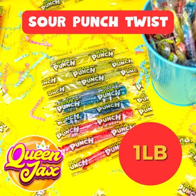American Licorice Sour Punch Twists - Sour Candy Bulk - Sour Punch Twist - 1 LB Bag - Sour Punch Twists Bulk Candy - 4 Flavors - Blue Raspberry, Cherry, Strawberry, Apple