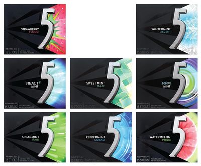 Generic 5 Gum Chewing Gum 5 Calories - Sugar-Free Assorted Flavor (6 Pack) - 15 Sticks Per Pack - Get 6 Out of 8 Flavors