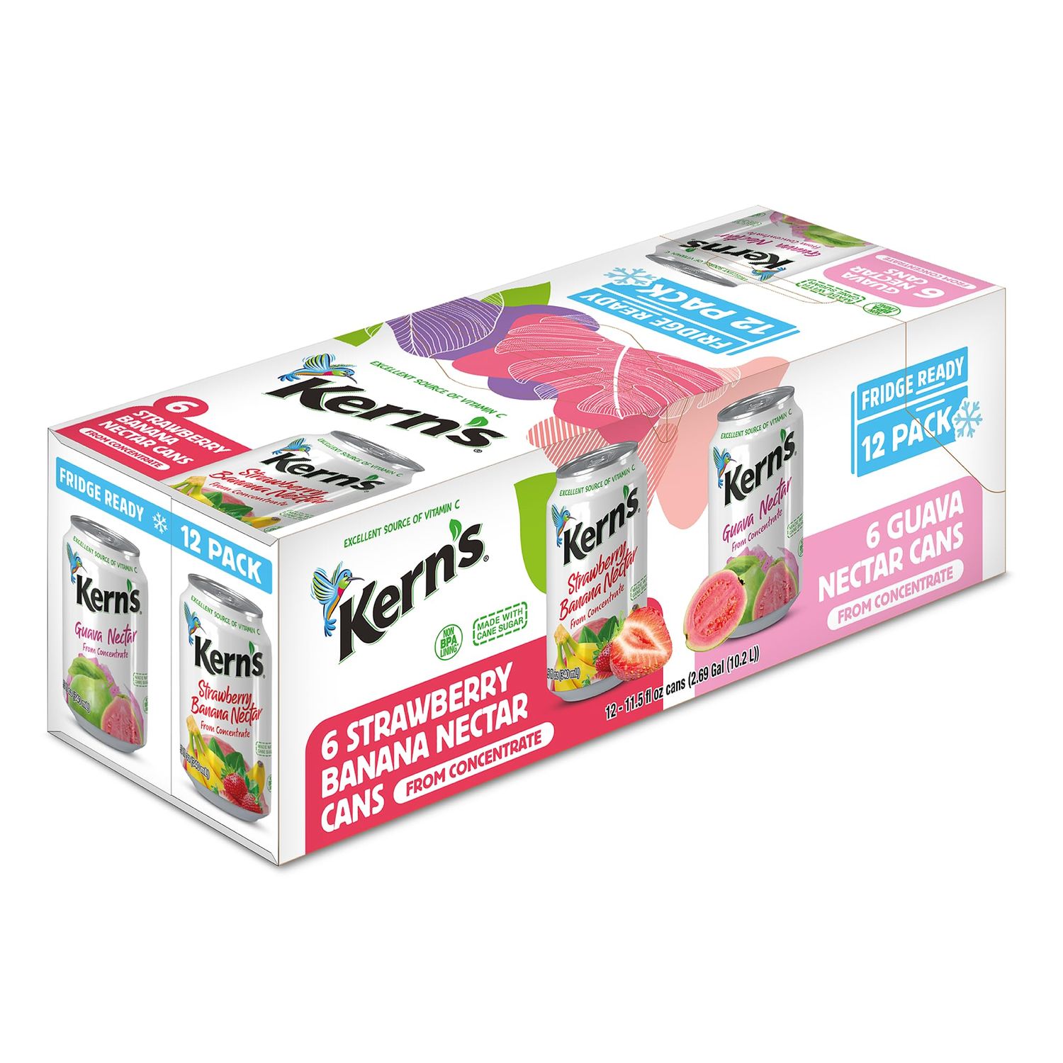 Kern&#39;s Guava and Strawberry-Banana Nectar 11.3 Fl oz s (12-Pack)