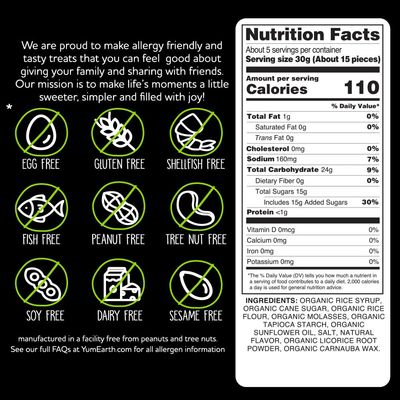 YumEarth Organic Gluten Free Black Licorice Snack Packs - Allergy Friendly, Gluten Free, Non-GMO, Vegan, No Artificial Flavors or Dyes - 5 Ounce (Pack of 6)