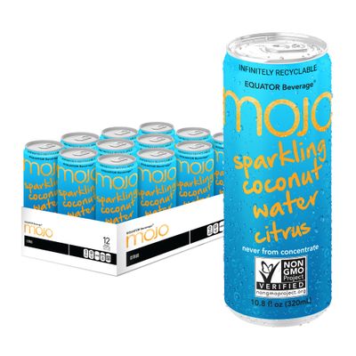 MOJO Sparkling Coconut Water + Citrus | Hydration Drink &amp; Sports Drink | Electrolytes Beverage 1043 mg | Vitamin B &amp; C | Hydration Drink for Skin &amp; Body | 10.8 Oz (Pack Of 12)