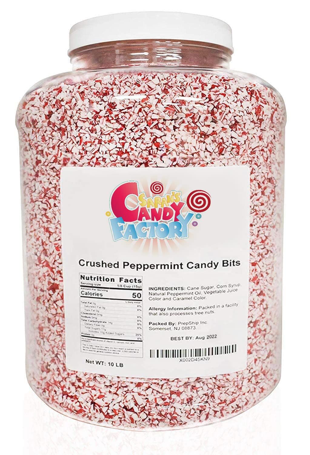 Sarah&#39;s Candy Factory Crushed Peppermint Candy Pieces Bits in Jar (10 Lbs)