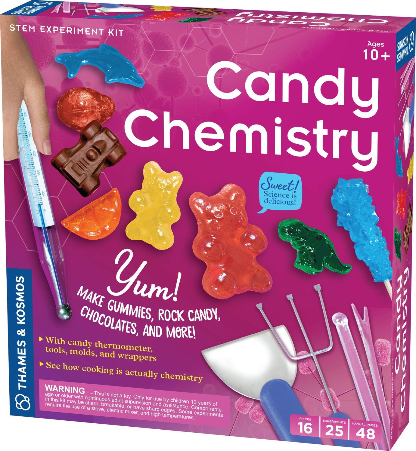 Thames &amp; Kosmos Candy Chemistry | Science Kit | Rock Candy, Chocolates, Gummy Bears, Wintergreen Candies | 48 Page Full-Color Manual | Ages 10+ | Learn Chemistry, Have Fun | Cooking Science