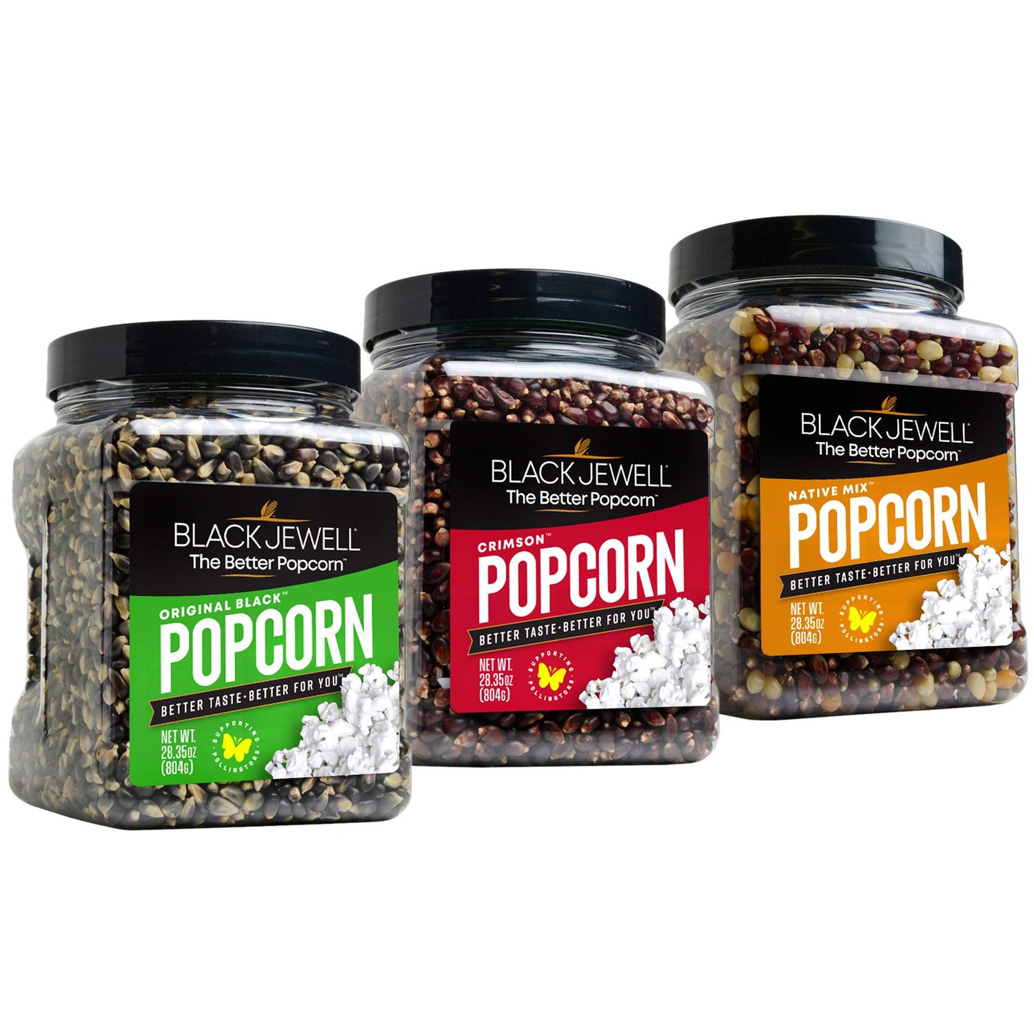 Black Jewell Gourmet Popcorn, Variety Pack with Original Black, Crimson, Native Mix Kernels, 28.35 Ounces (Pack of 3)