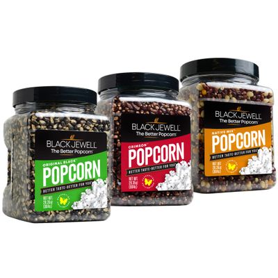 Black Jewell Gourmet Popcorn, Variety Pack with Original Black, Crimson, Native Mix Kernels, 28.35 Ounces (Pack of 3)