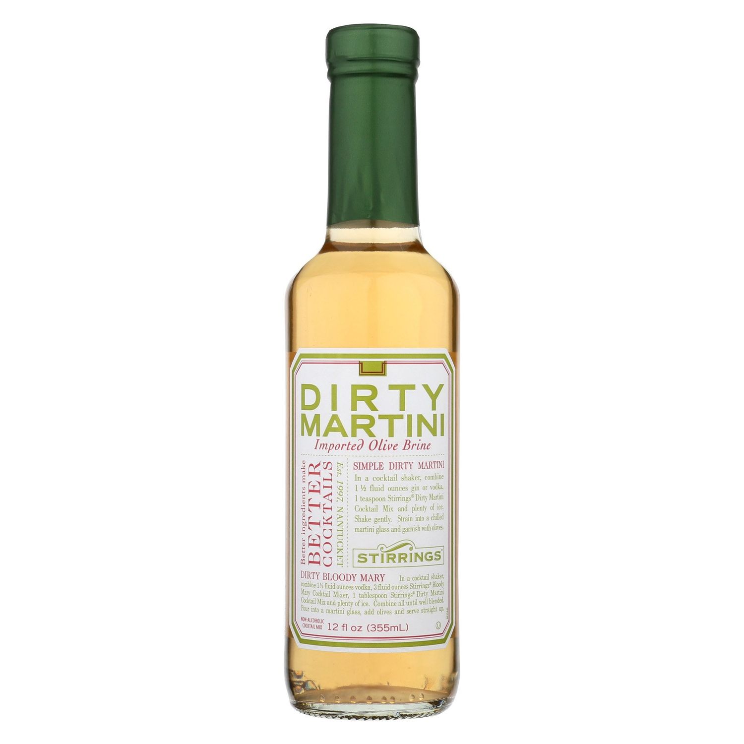 Stirrings All Natural Dirty Martini Cocktail Mixer - 12 ounce bottle | Pack of (1)