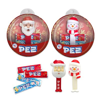 Santa Pez and Snowman Pez Ornament 2 Pack- Christmas Pez Candy Dispenser, Pez Santa, Pez Dispensers, Kids Christmas Candy Stocking Stuffers, Holiday Pez, Kids Holiday Candy