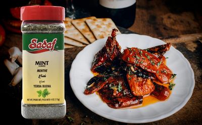 Sadaf Mint Leaves Cut - Dried mint leaves cut and sifted - Kosher and Halal - No stems (4 Oz)