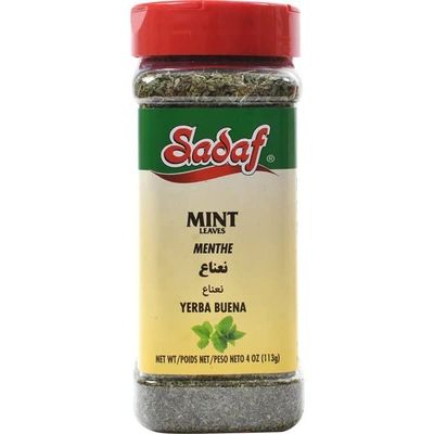 Sadaf Mint Leaves Cut - Dried mint leaves cut and sifted - Kosher and Halal - No stems (4 Oz)