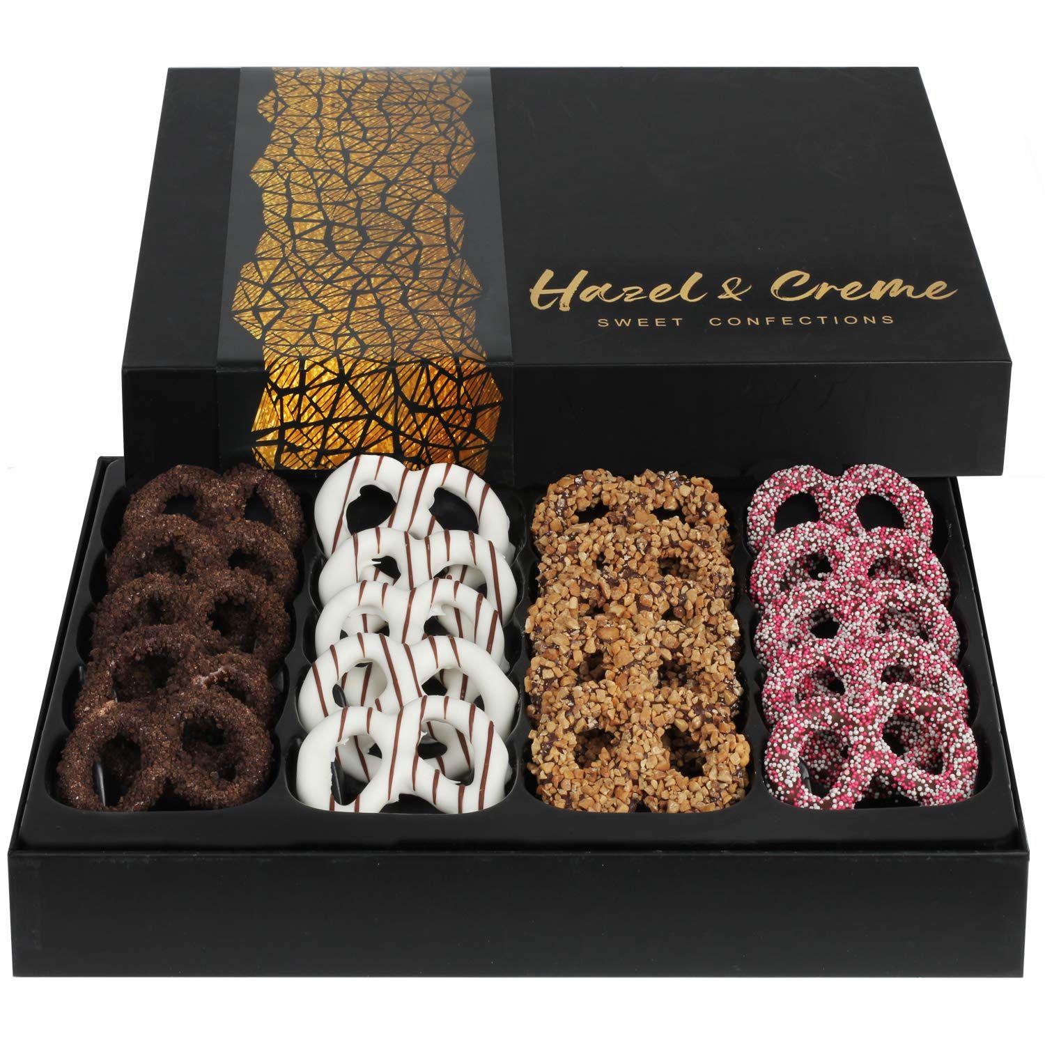 Christmas Gourmet Pretzel Gift Basket - Holiday Chocolate Covered Pretzels Gift Box - Anniversary, Corporate, Birthday, Holiday, Sympathy, Appreciation