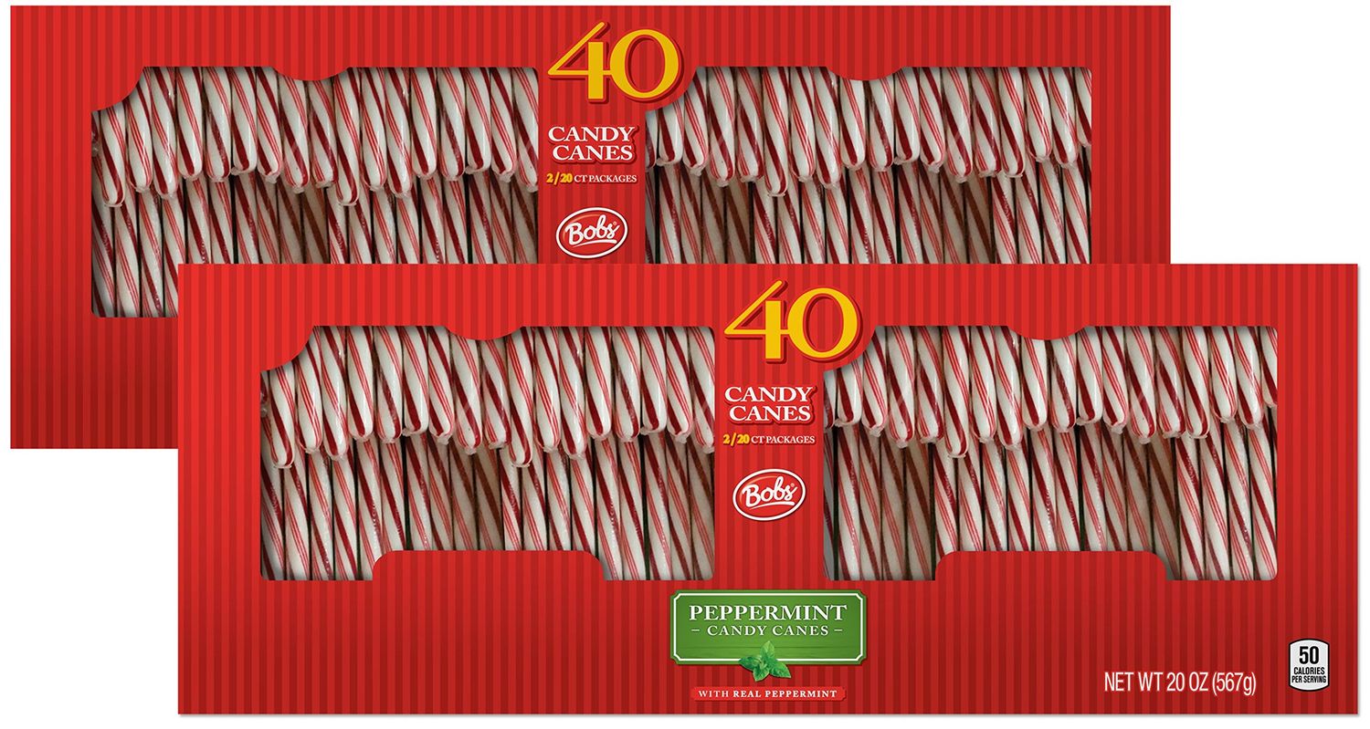 Brach&#39;s Bobs Red and White Candy Canes Peppermint, 40 Count (Pack of 2)
