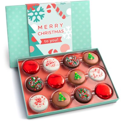 Merry Christmas Chocolatey Covered Sandwich Cookies Gift Box by Love Berries