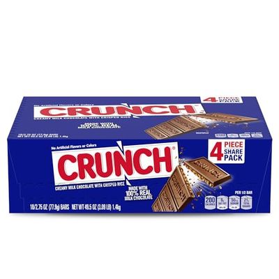 CRUNCH, Bulk 18 Pack, Milk Chocolate and Crisped Rice, Share Size Holiday Candy Bars, Stocking Stuffers, Individually Wrapped, 2.75 oz Each