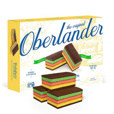 Oberlander Rainbow Cake Gluten Free Cake - Dairy-Free &amp; Soy-Free, Cake with Fruit Jam - Kosher Treats, Desserts for Celebrations, Delicious Everyday Snacks - Yellow, 10 Oz.