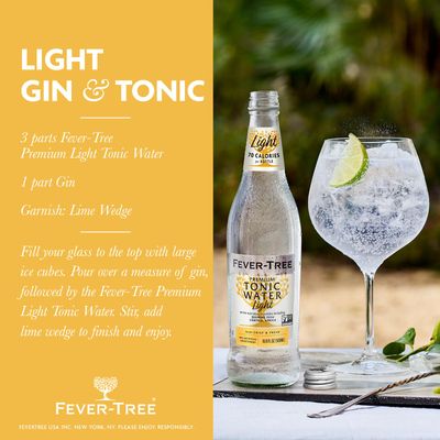 Fever-Tree Refreshingly Tonic Water, Light, 16.9 Fl oz (Pack of 8)