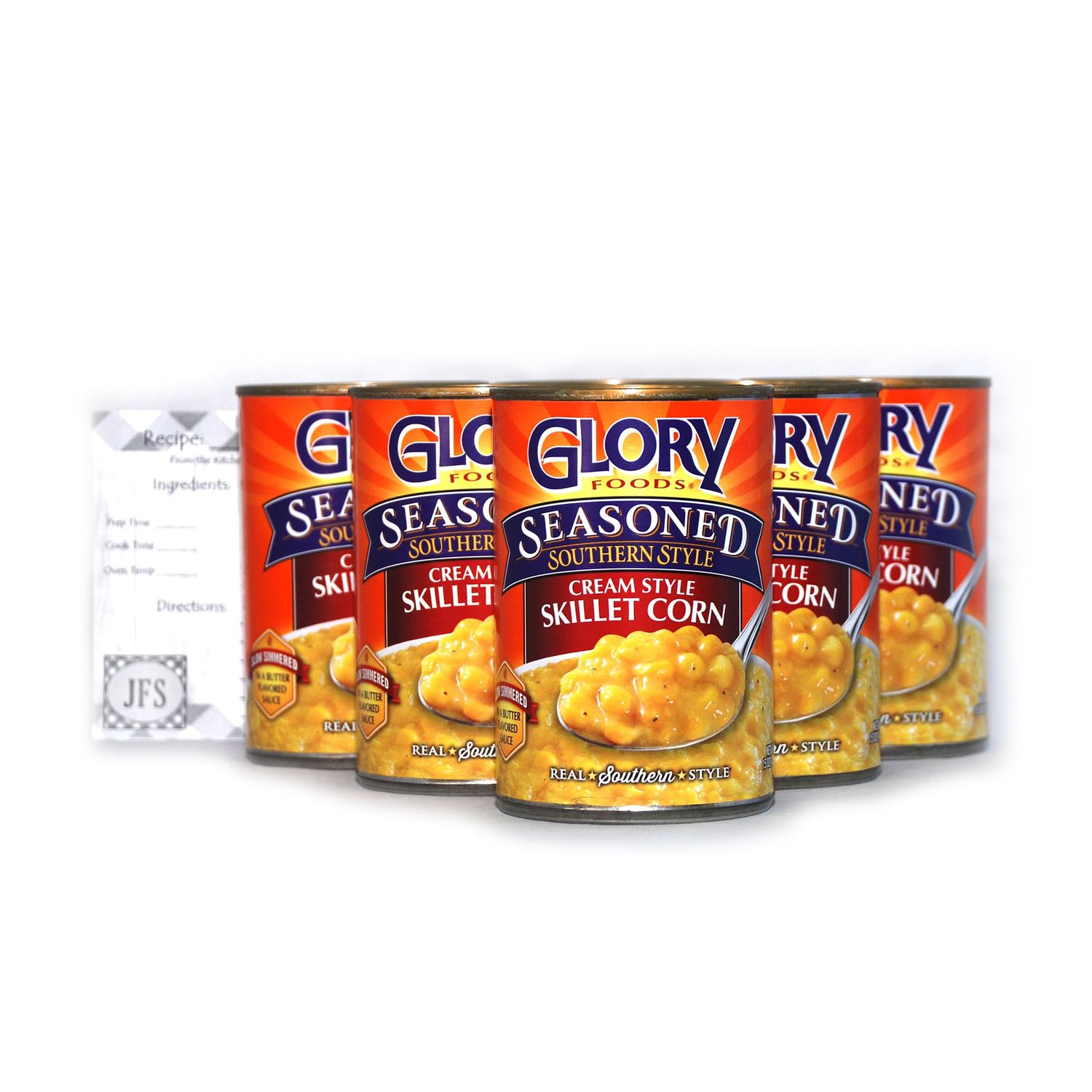 Glory Seasoned Southern Style Cream Style Skillet Corn, 15 Ounces, (Pack of 6) Bundled with JFS Recipe Card