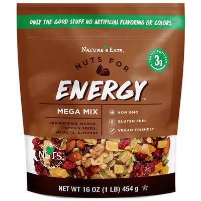 Nature&#39;s Eats Nuts for Energy Mega Trail Mix, Oz Assorted 16 Ounce