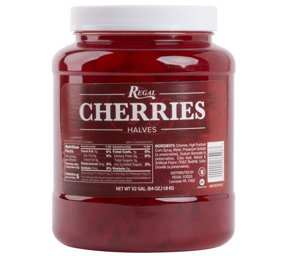 Regal Maraschino Cherry Halves - 1/2 Gallon