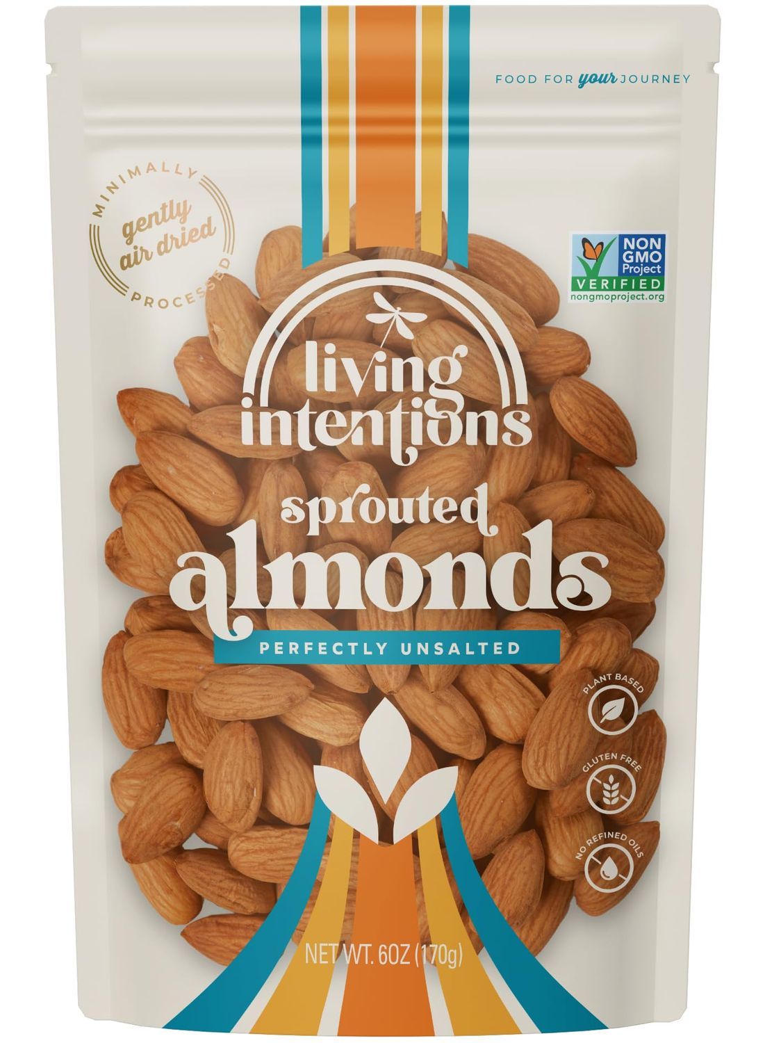 Living Intentions Activated Sprouted Nuts, Unsalted Almonds, Gluten Free, Vegan, Paleo, 6 Ounce