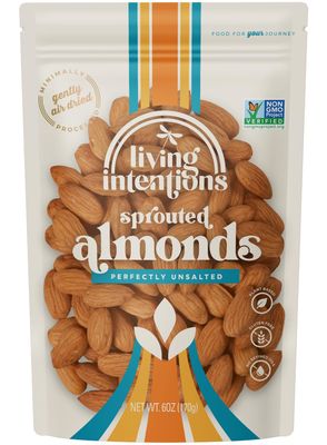 Living Intentions Activated Sprouted Nuts, Unsalted Almonds, Gluten Free, Vegan, Paleo, 6 Ounce