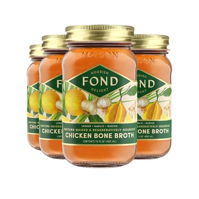 FOND Pasture-Raised Regenerative Chicken Bone Broth infused with Organic Lemon &amp; Garlic