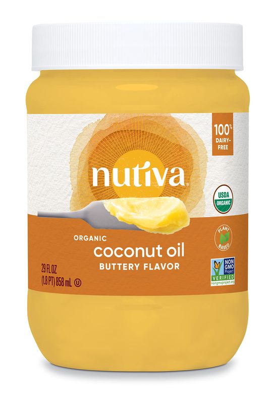 Nutiva Organic Coconut Oil with Non-Dairy Butter Flavor, 29 Fl. Oz. USDA Organic, Non-GMO, Whole 30 Approved, Vegan &amp; Gluten-Free, Plant-Based Replacement for Butter