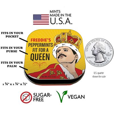 The Unemployed Philosophers Guild Freddie Mercury's Peppermints Fit For a Queen Breath Mints - 1 Tin, Net Wt .4oz (12g)