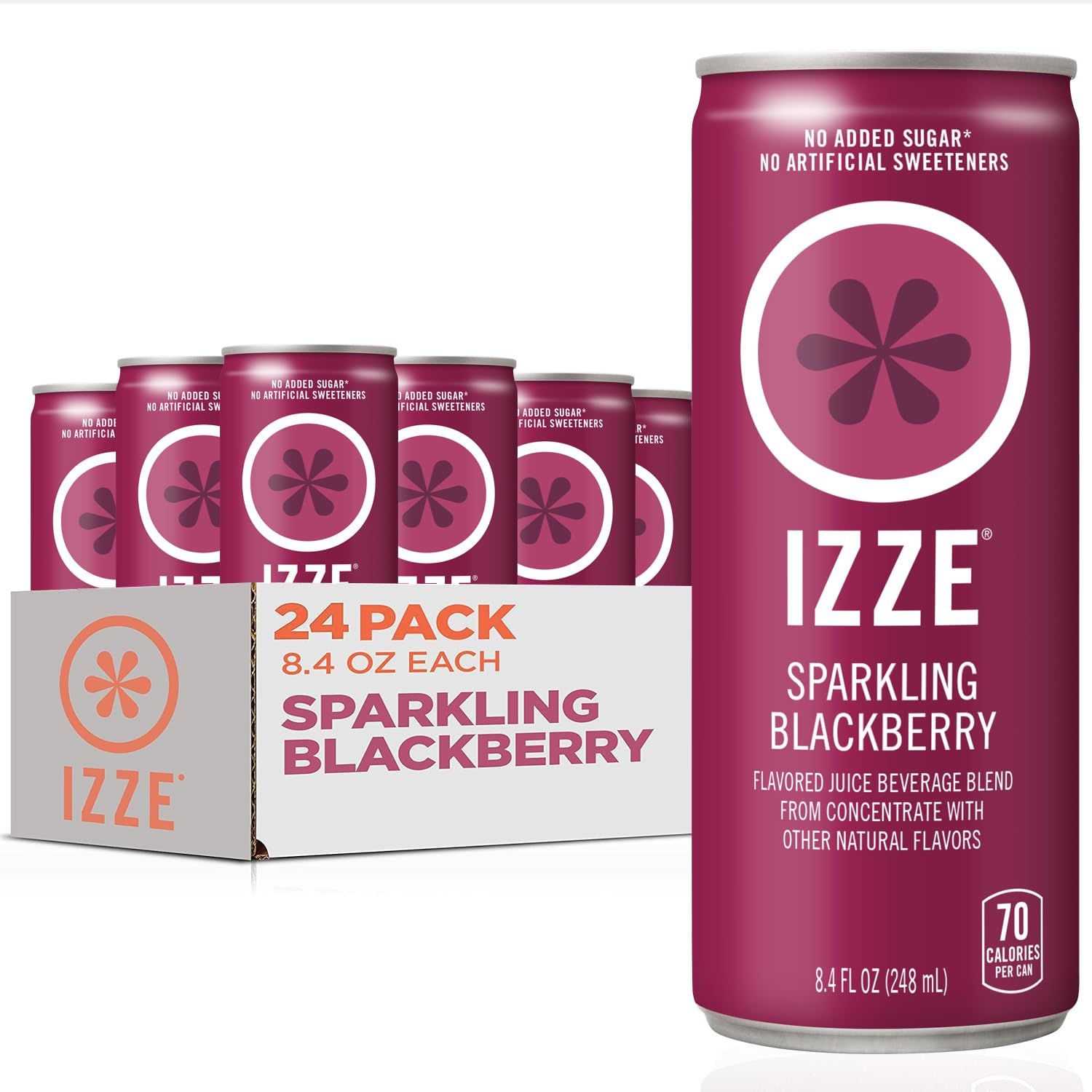 IZZE Blackberry Juice, No Sugar Added, 8.4 oz., 24/Carton