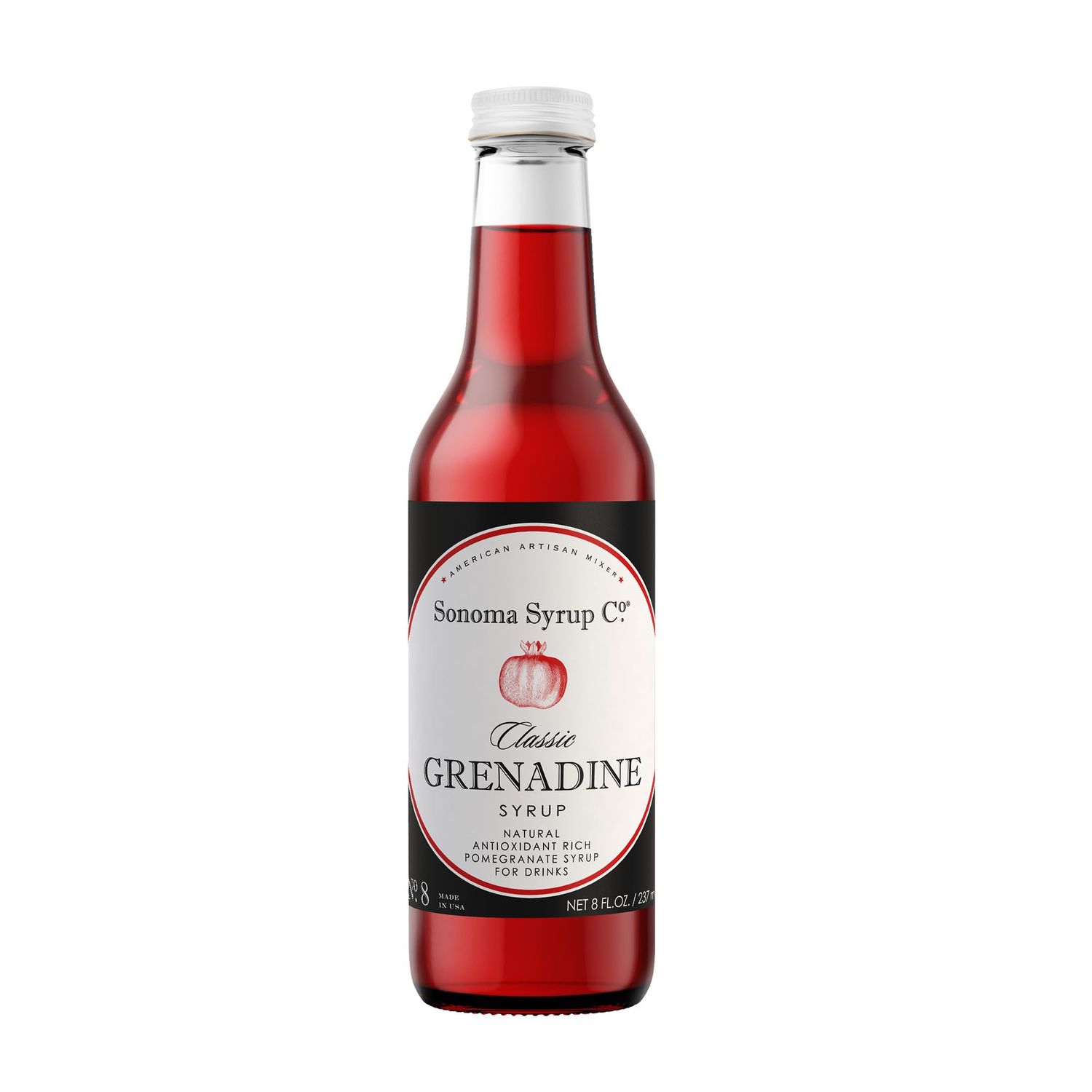 Sonoma Syrup Co Grenadine Syrup 8 Fl Oz for Shirley Temples, Cocktails, and Beverages