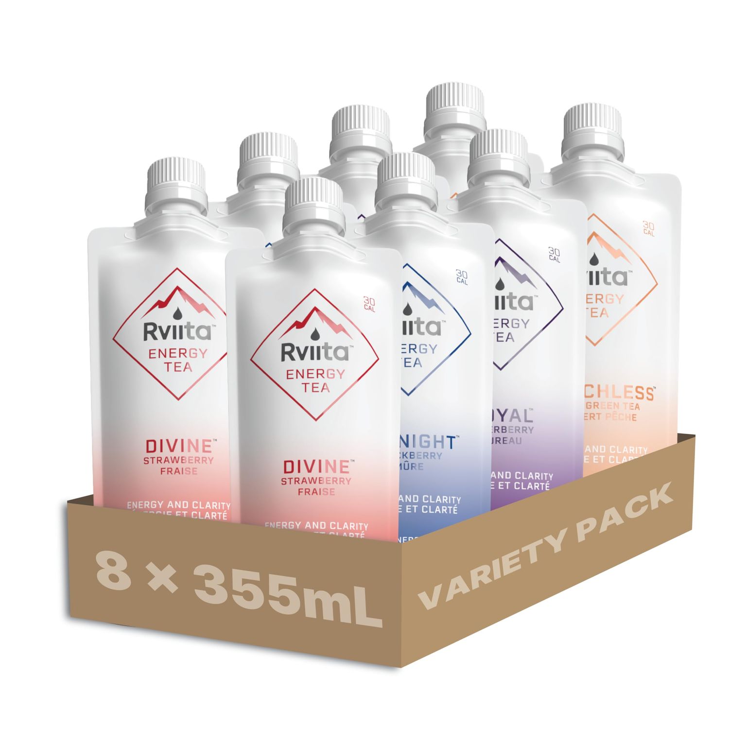 Rviita Energy Tea, Feel Amazing without the crash, Variety Pack 355ml x 8-Pack