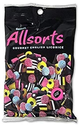 Gustaf&#39;s AllSorts Gourmet English Licorice Candy, 6.3 Ounce Peg Bag