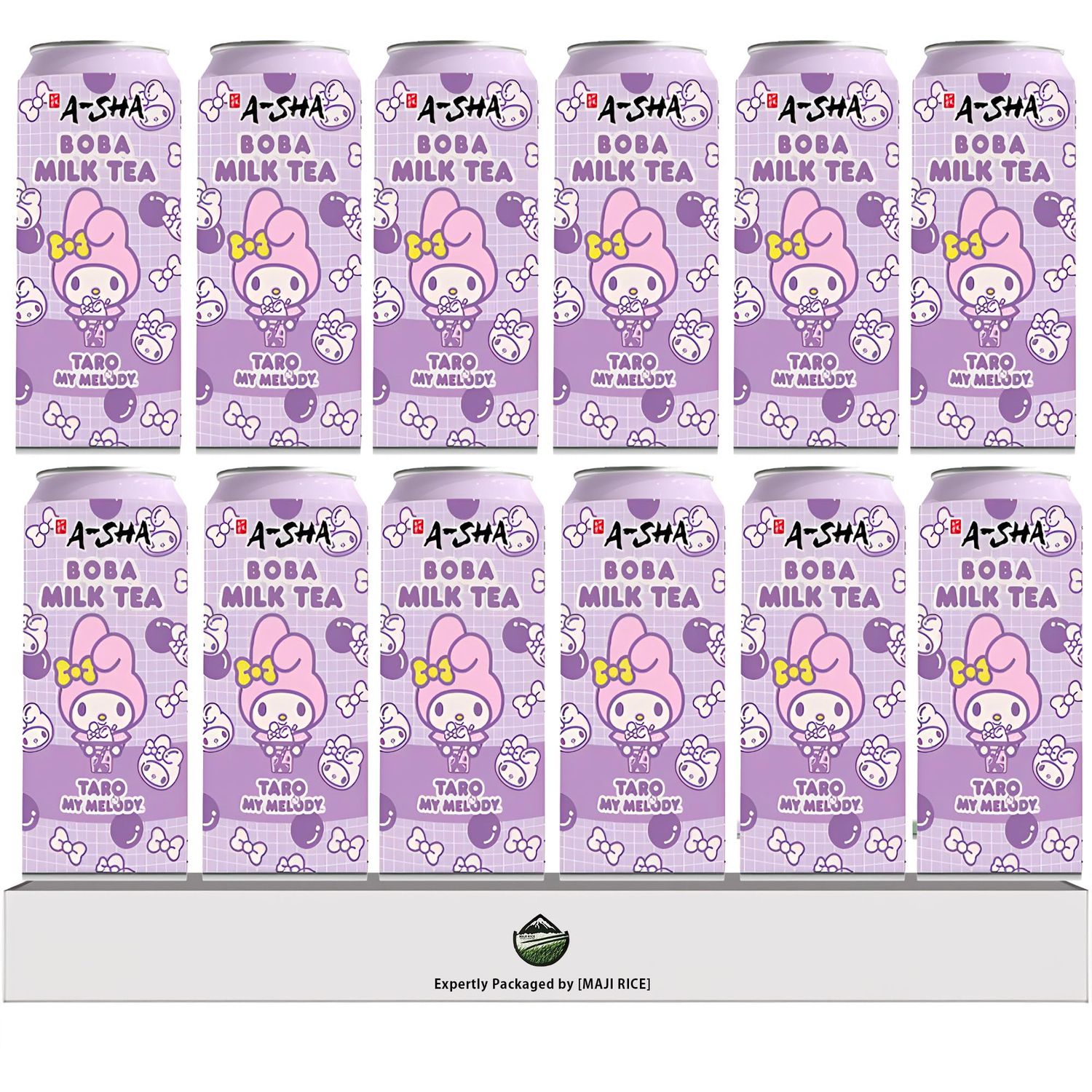 [Pack of 12] Taiwanese Style Canned Boba Milk Tea, Kawaii Cute Canned Design, Authentic Flavor, Ready-to-Drink Bubble Milk Tea - Premium Quality Asian Beverage - 310ML (Taro)
