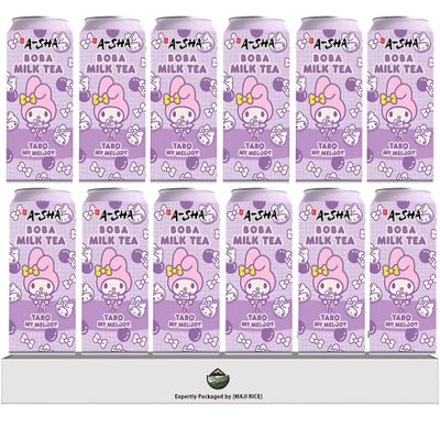[Pack of 12] Taiwanese Style Canned Boba Milk Tea, Kawaii Cute Canned Design, Authentic Flavor, Ready-to-Drink Bubble Milk Tea - Premium Quality Asian Beverage - 310ML (Taro)