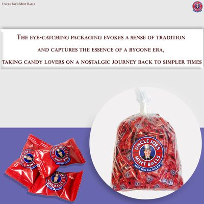 Uncle Joe's Mint Balls | Handcrafted British Candy | with Peppermint Oil | Long Lasting &amp; Breath Refreshing Minty Flavor | Individually Wrapped Hard Candy | Bulk Size Pack | 70.55Oz (2kg)