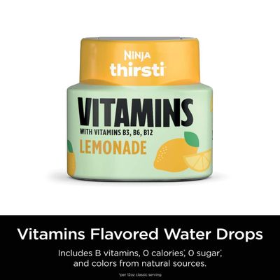 Ninja Thirsti Flavored Water Drops, FRUITI CHILL Lemonade, Bold Fruit Flavor, Sparkling or Still, Zero Calories, Zero Sugar, Makes 17, 12oz drinks, 3 Pack, WCFLMNDAM