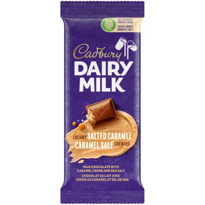 Cadbury Dairy Milk Creamy Salted Caramel Chocolate Bar, 95g/3 oz. {Imported from Canada}
