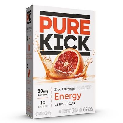 Pure Kick Energy Singles To Go Drink Mix, Blood Orange, 6 Boxes, 6 Packets Per Box (36 Single Servings)