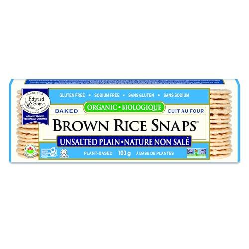 Edward &amp; Son&#39;s Organic Unsalted Plain Brown Rice Snaps - Oven Baked, Whole Grain, Gluten Free, No Added Oils, Non-GMO Project Verified, USDA Organic - 3.5 Oz (Pack of 12)