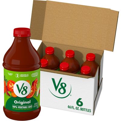 V8 Original 100% Vegetable Juice, 46 fl oz Bottle (6 Pack)